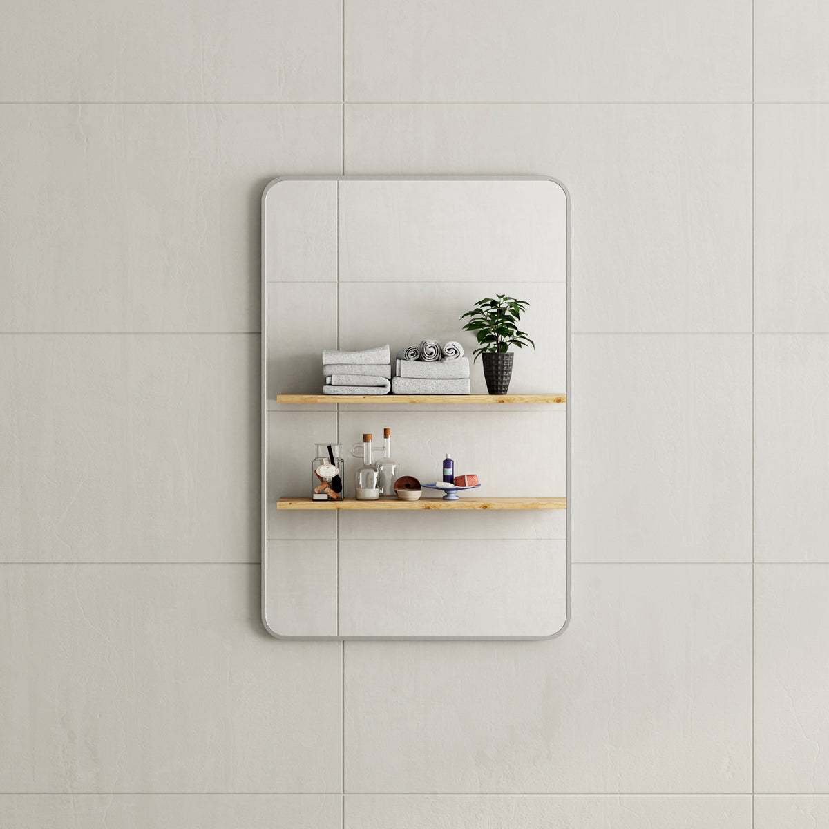 Retti Rectangular 600mm x 900mm Framed Mirror with Brushed Nickel Frame *Clearance Stock*
