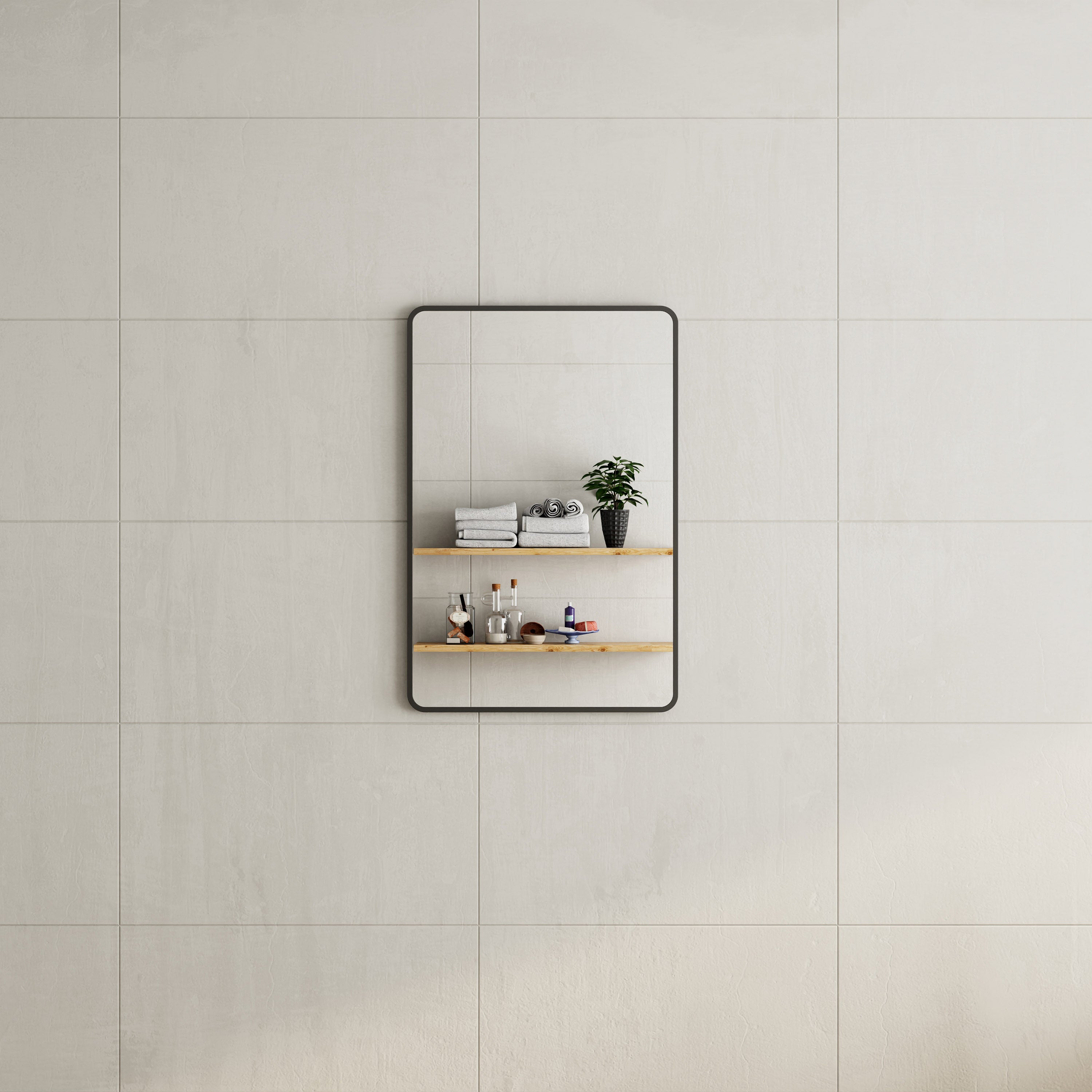 Retti Rectangular 600mm x 900mm Mirror with Matte Black Frame