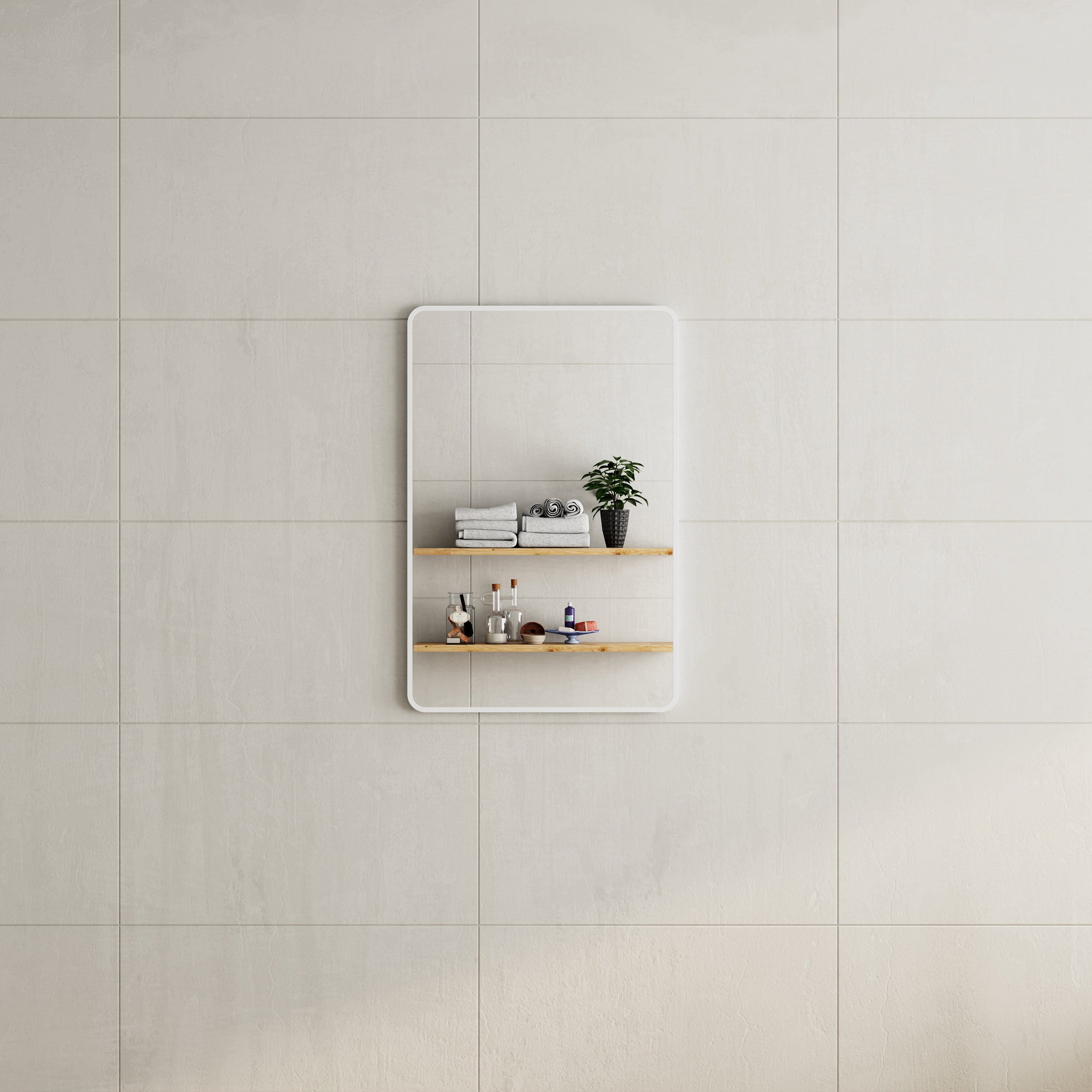 Retti Rectangular 600mm x 900mm Mirror with Matte White Frame