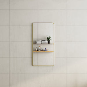 Retti Rectangular 600mm x 1200mm Framed Mirror, Brushed Brass (Gold) Frame