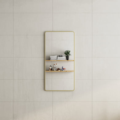 *Clearance* Retti Rectangular 600mm x 1200mm Framed Mirror, Brushed Brass (Gold) Frame