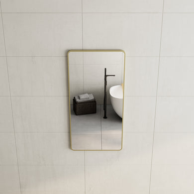 *Clearance* Retti Rectangular 600mm x 1200mm Framed Mirror, Brushed Brass (Gold) Frame