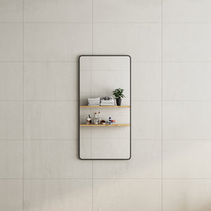 Retti Rectangular 600mm x 1200mm Framed Mirror, Matte Black Frame