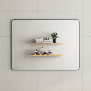 Retti Rectangular 1200mm x 900mm Framed Mirror, Brushed Gunmetal Frame