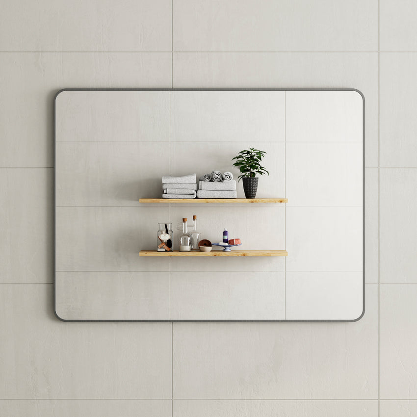*Clearance* Retti Rectangular 1200mm x 900mm Framed Mirror, Brushed Gunmetal Frame