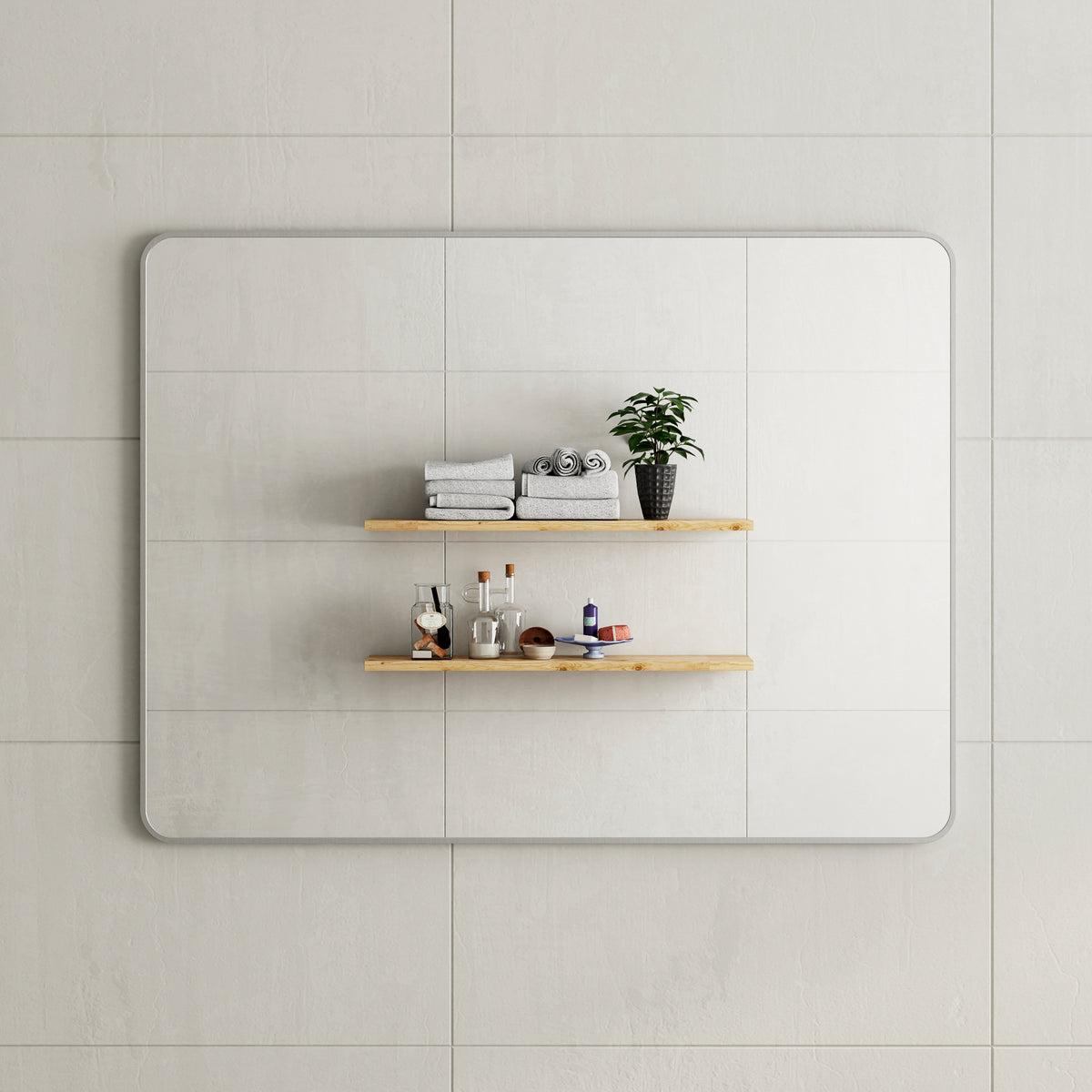 Retti Rectangular 1200mm x 900mm Framed Mirror with Brushed Nickel Frame