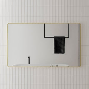 Retti Rectangular 1500mm x 900mm Framed Mirror with Brushed Brass (Gold) Frame