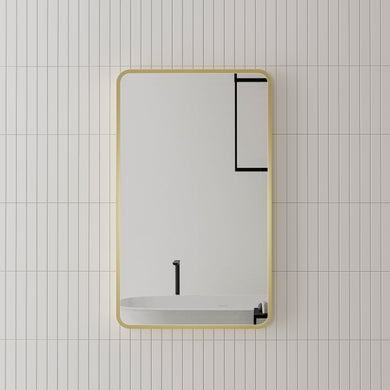 Retti Rectangular 450mm x 750mm Framed Mirror, Brushed Brass (Gold) Frame