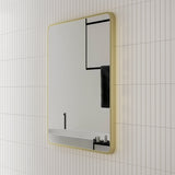 Retti Rectangular Mirror with Brushed Brass (Gold) Frame | 8 sizes available, from 450mm to 1500mm |
