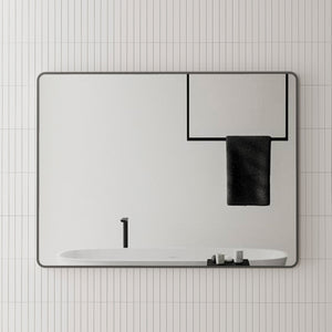 Retti Rectangular 1200mm x 900mm Framed Mirror, Matte Black Frame