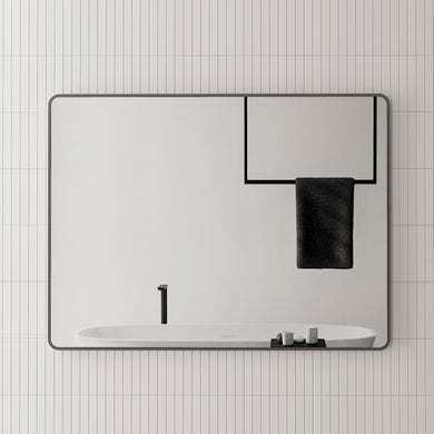 *Clearance* Retti Rectangular 1200mm x 900mm Framed Mirror, Matte Black Frame