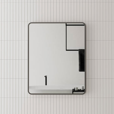 Retti Rectangular 600mm x 750mm Framed Mirror, Matte Black Frame