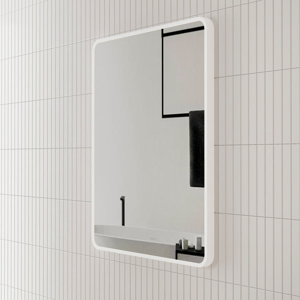 Retti Rectangular 450mm x 750mm Mirror with Matte White Frame