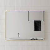 Retti Rectangular 1200mm x 900mm Framed Mirror, Brushed Brass (Gold) Frame