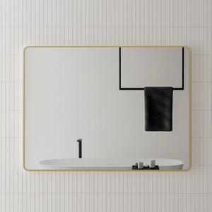 Retti Rectangular 1200mm x 900mm Framed Mirror, Brushed Brass (Gold) Frame