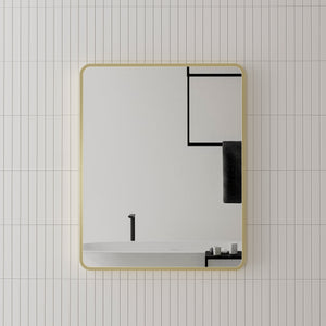 Retti Rectangular 600mm x 750mm Framed Mirror, Brushed Brass (Gold) Frame