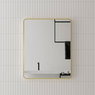 *Clearance* Retti Rectangular 600mm x 750mm Framed Mirror, Brushed Brass (Gold) Frame