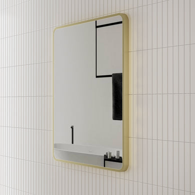 *Clearance* Retti Rectangular 600mm x 750mm Framed Mirror, Brushed Brass (Gold) Frame