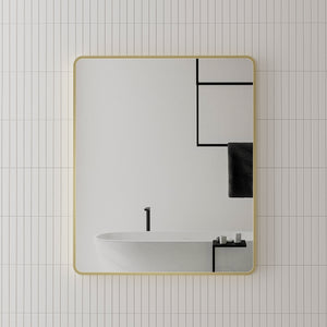 Retti Rectangular 750mm x 900mm Framed Mirror, Brushed Brass (Gold) Frame