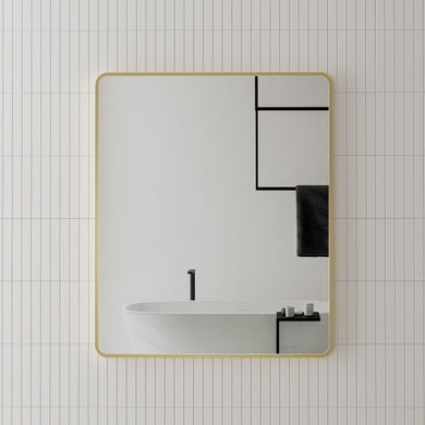 *Clearance* Retti Rectangular 750mm x 900mm Framed Mirror, Brushed Brass (Gold) Frame