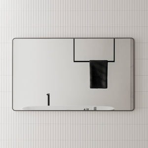 Retti Rectangular 1500mm x 900mm Framed Mirror, Matte Black Frame
