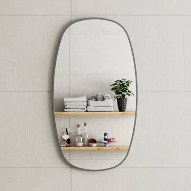 *Clearance* Riri Oblong 500mm x 900mm Framed Mirror, Brushed Gunmetal Frame