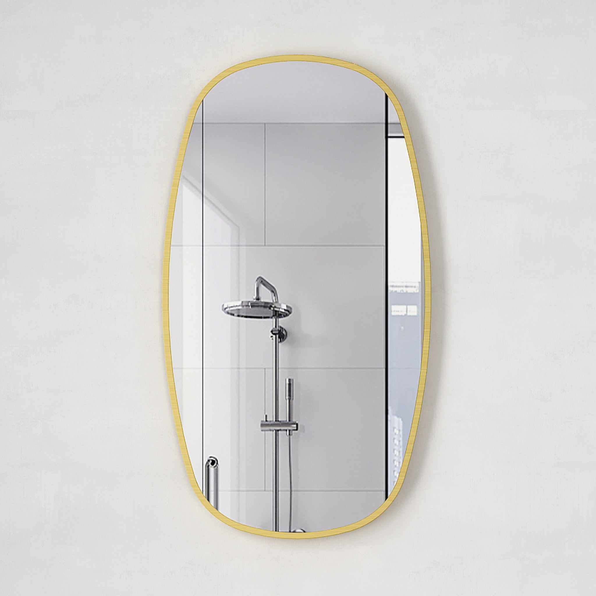 Riri Oblong 500mm x 900mm Mirror with Brushed Brass (Gold) Frame