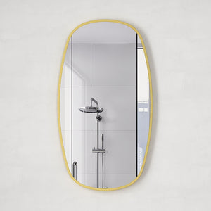 Riri Oblong 500mm x 900mm Framed Mirror, Brushed Brass (Gold) Frame