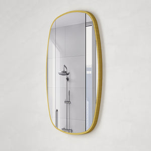 Riri Oblong 600mm x 900mm Framed Mirror, Brushed Brass (Gold) Frame