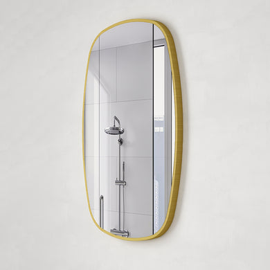 *Clearance* Riri Oblong 600mm x 900mm Framed Mirror, Brushed Brass (Gold) Frame