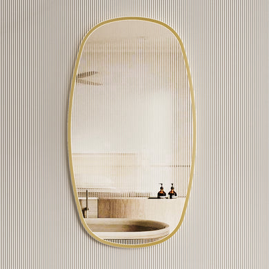 *Clearance* Riri Oblong 500mm x 900mm Framed Mirror, Brushed Brass (Gold) Frame