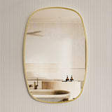 Riri Oblong 600mm x 900mm Framed Mirror, Brushed Brass (Gold) Frame