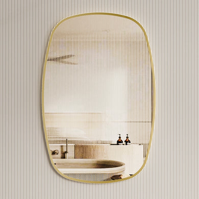 *Clearance* Riri Oblong 600mm x 900mm Framed Mirror, Brushed Brass (Gold) Frame