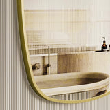 Riri Oblong 500mm x 900mm Framed Mirror, Brushed Brass (Gold) Frame