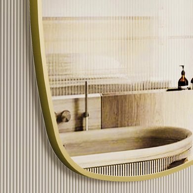 *Clearance* Riri Oblong 500mm x 900mm Framed Mirror, Brushed Brass (Gold) Frame