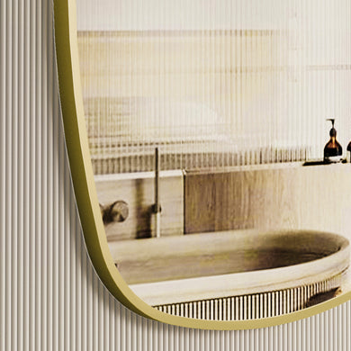 *Clearance* Riri Oblong 600mm x 900mm Framed Mirror, Brushed Brass (Gold) Frame
