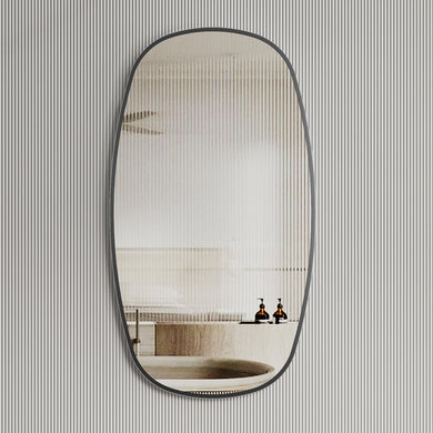 *Clearance* Riri Oblong 500mm x 900mm Framed Mirror, Matte Black Frame