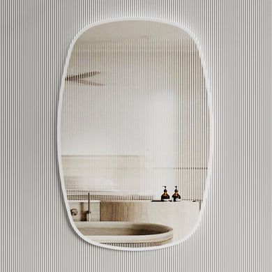 Riri Oblong 600mm x 900mm Framed Mirror, Matte White Frame