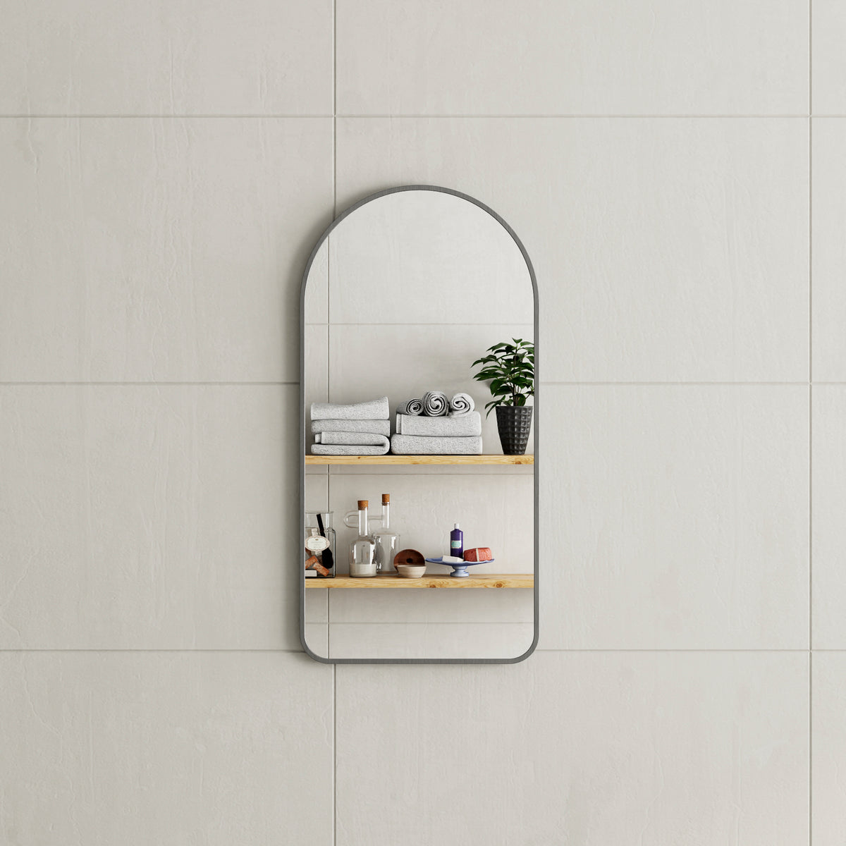Arco Arch 400mm x 800mm Framed Mirror with Brushed Gunmetal Frame *Clearance Stock*