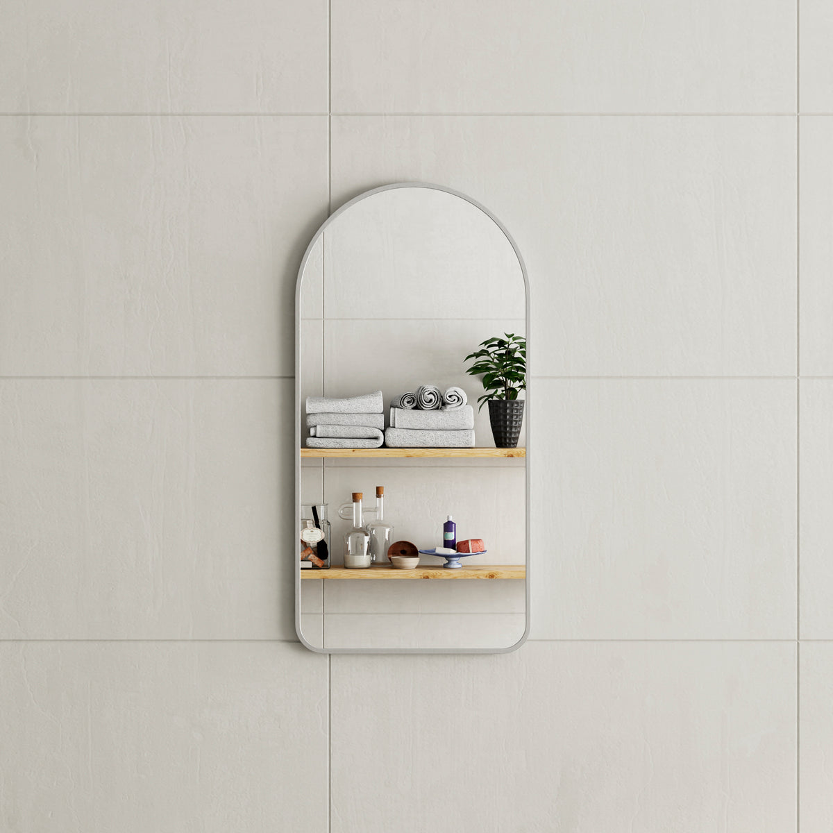 Arco Arch 400mm x 800mm Framed Mirror with Brushed Nickel Frame *Clearance Stock*