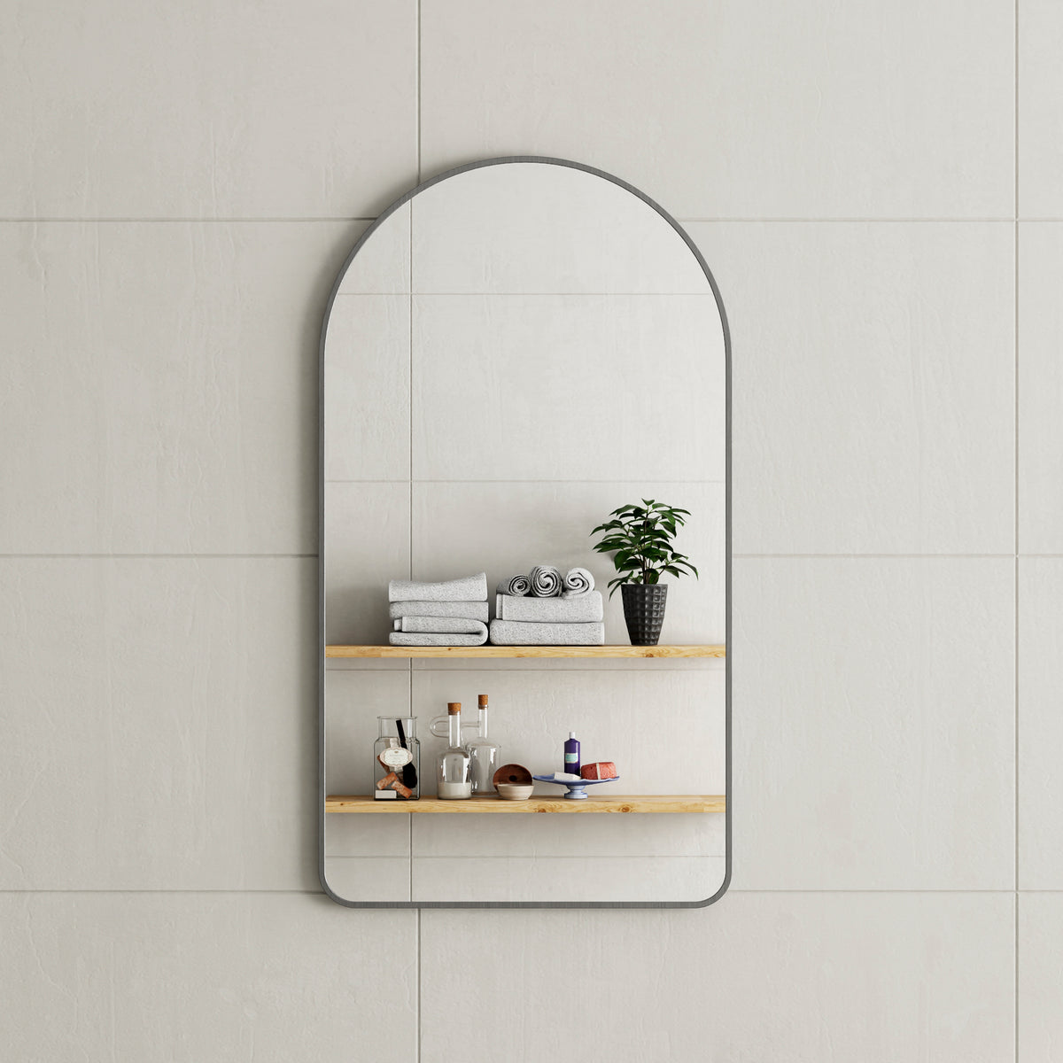 Arco Arch 550mm x 1000mm Framed Mirror with Brushed Gunmetal Frame *Clearance Stock*