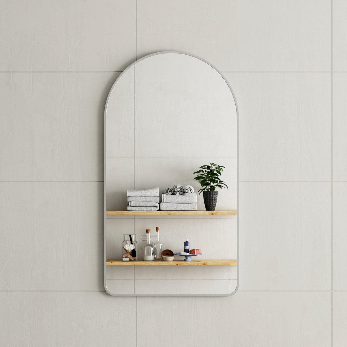Arco Arch 550mm x 1000mm Framed Mirror with Brushed Nickel Frame *Clearance Stock*