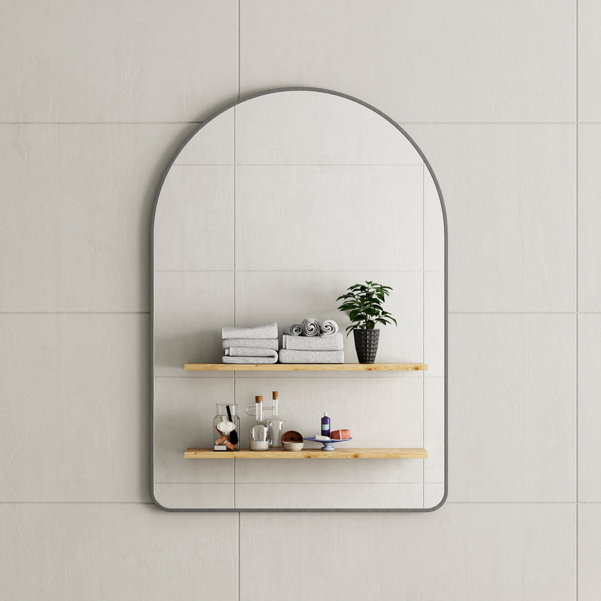 *Clearance* Arco Arch 700mm x 1000mm Framed Mirror, Brushed Gunmetal Frame