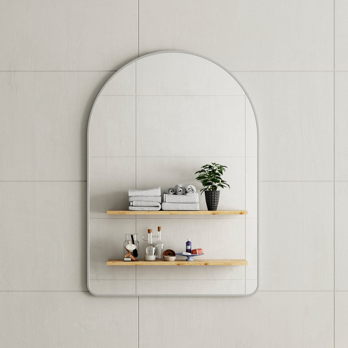 Arco Arch 700mm x 1000mm Framed Mirror with Brushed Nickel Frame *Clearance Stock*