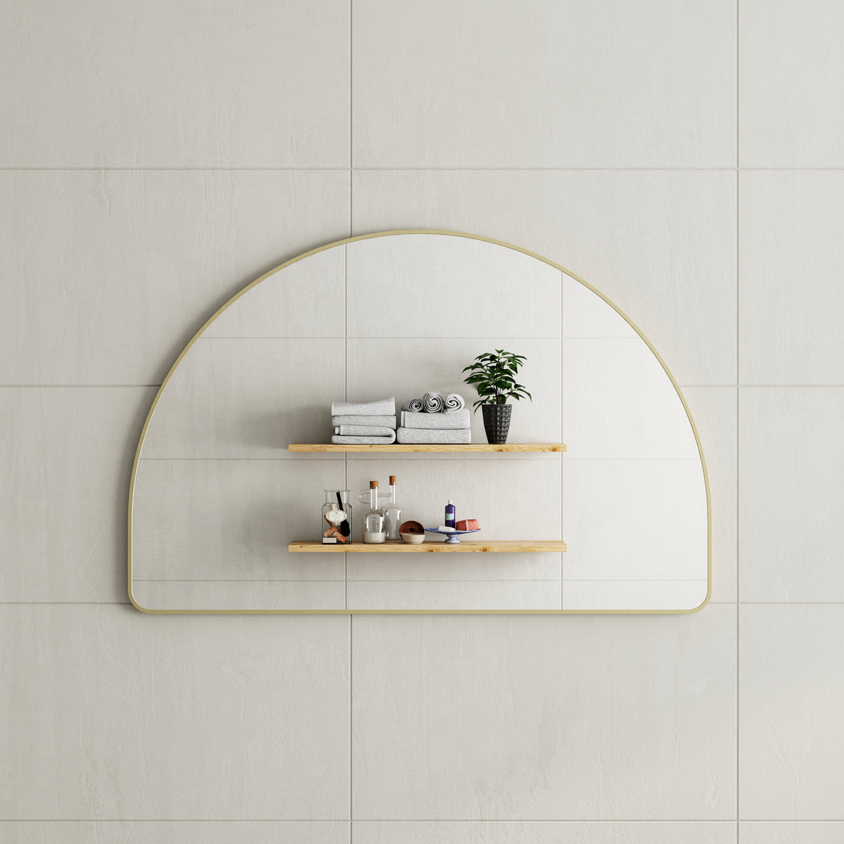 Arco Arch 1200mm x 800mm Framed Mirror with Brushed Brass (Gold) Frame *Clearance Stock*