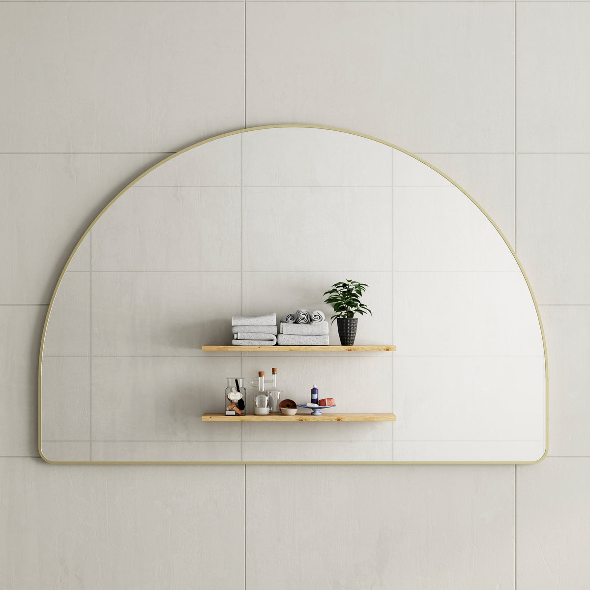 Arco Arch 1500mm x 1000mm Framed Mirror with Brushed Brass (Gold) Frame *Clearance Stock*
