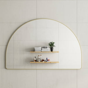 Arco Arch 1500mm x 1000mm Framed Mirror, Brushed Brass Gold Frame