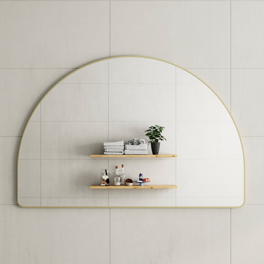 *Clearance* Arco Arch 1500mm x 1000mm Mirror with Brushed Brass Gold Frame