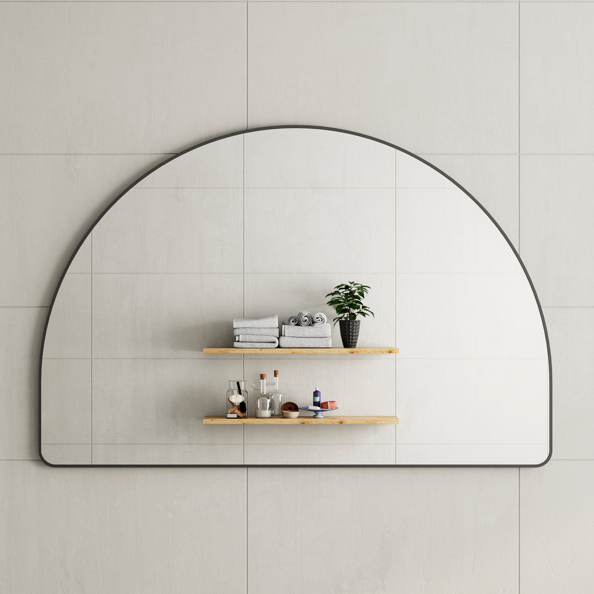 Arco Arch 1500mm x 1000mm Framed Mirror with Matte Black Frame *Clearance Stock*