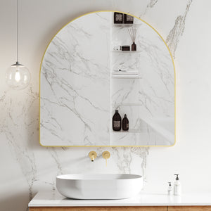 Arco Arch 1000mm x 1000mm Framed Mirror with Brushed Brass (Gold) Frame *Clearance Stock*